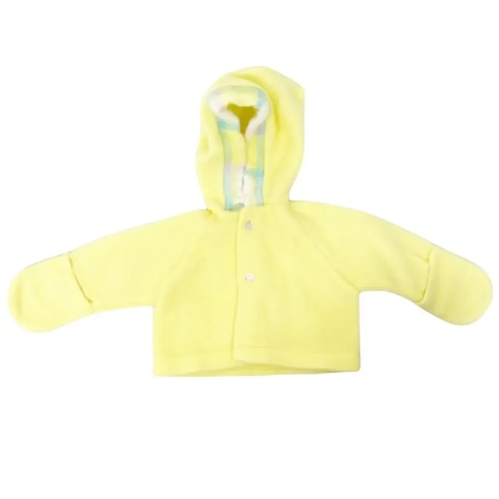 Vintage Yellow Fleece Baby Jacket Mittens